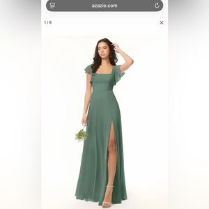 Azazie Sage Green Chiffon Gown
